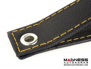 FIAT 500 Trunk Handle / Pull Strap - Black Italy - Yellow Stitch